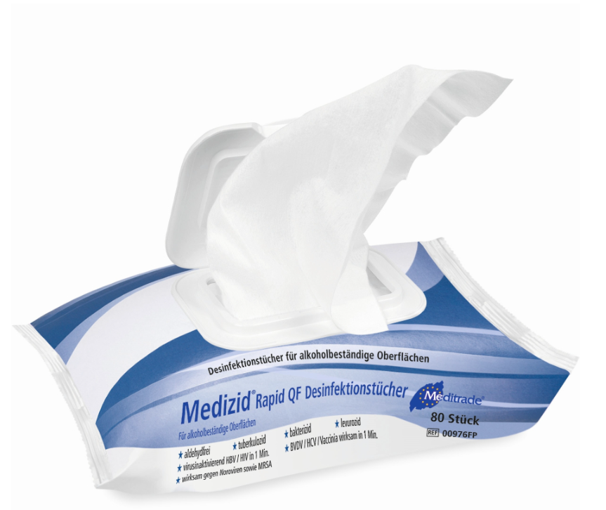 Medizid Rapid QF Desinfektionstücher Flowpack 80 Stück
