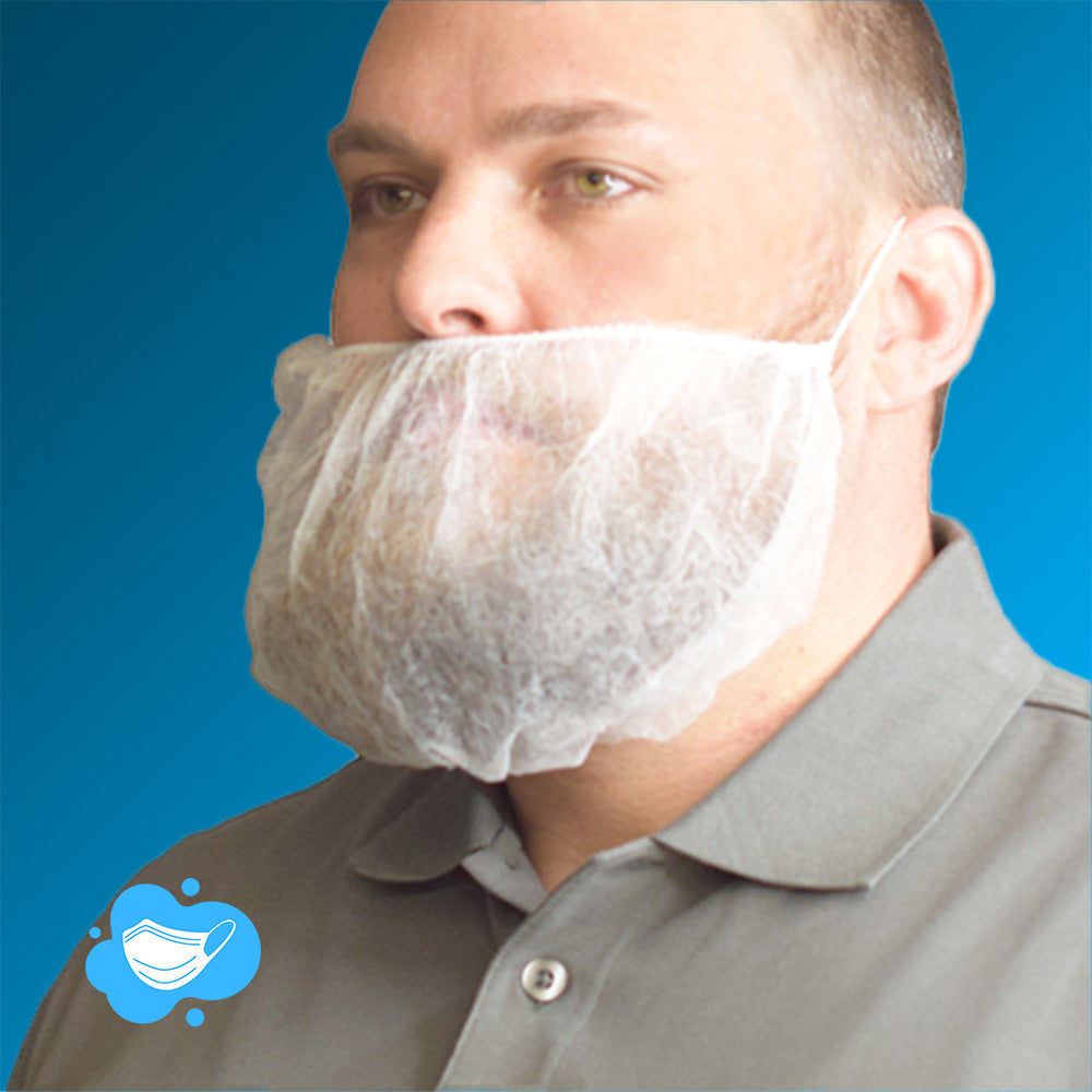 Bartmaske weiß aus Vliesstoff von NITRAS - 100 Stück je Beutel