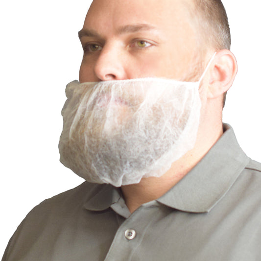 Bartmaske weiß aus Vliesstoff von NITRAS - 100 Stück je Beutel