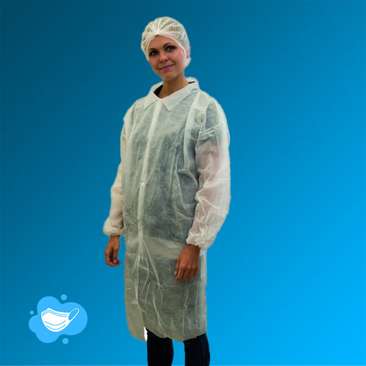 PP Besuchermantel weiß mit Hemdkragen mit Innentaschen von NITRAS