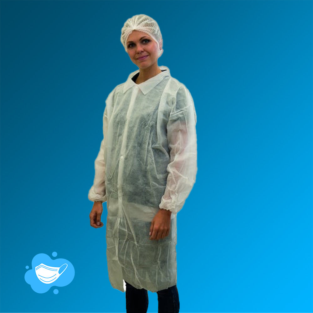 PP Besuchermantel weiß mit Hemdkragen ohne Taschen von NITRAS