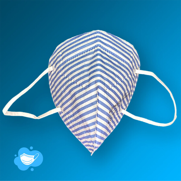 FFP2 Maske mit Muster Blau-Weiß gestreift von HealthMask ohne Ventil (CE2195)
