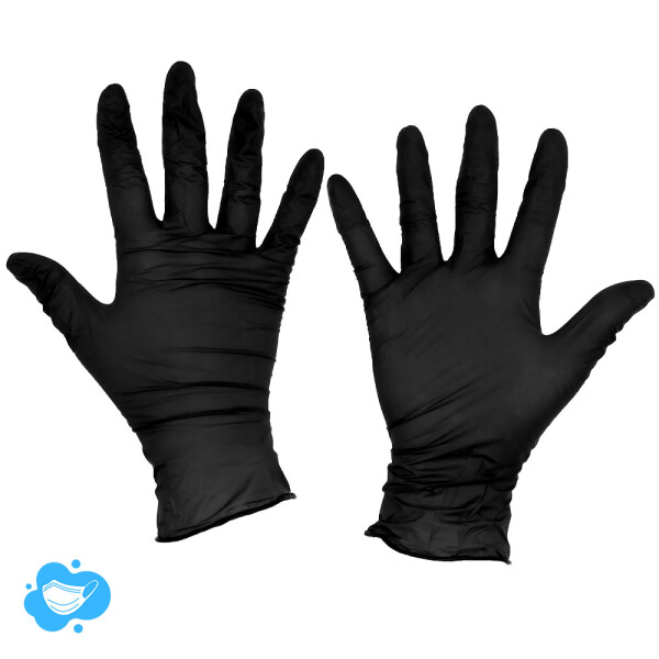 Nitril Handschuhe Schwarz Unigloves Pearl, 100 Stück puderfrei M