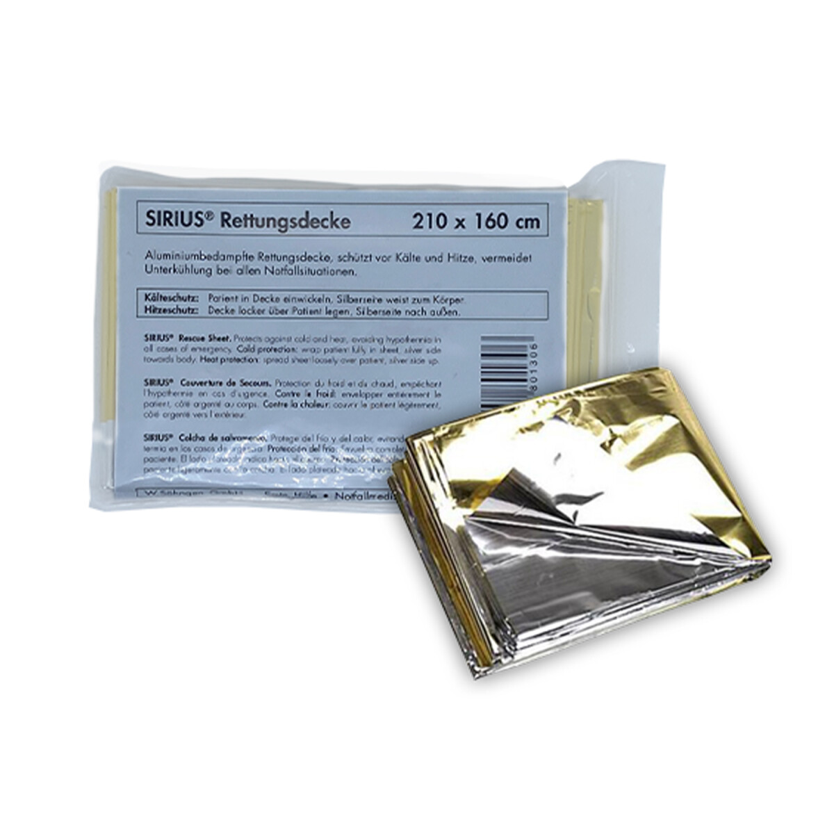 Produkt roramed™ Rettungsdecke silber/gold, Maße 210 x 160 cm - RORACO